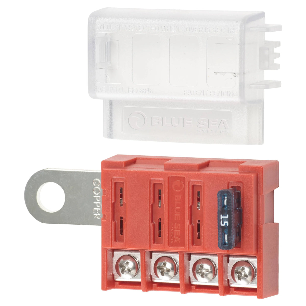 Blue Sea Systems ST Blade Battery Terminal Mount Fuse Block, ATO/ATC, 4-Circuit, 32V DC