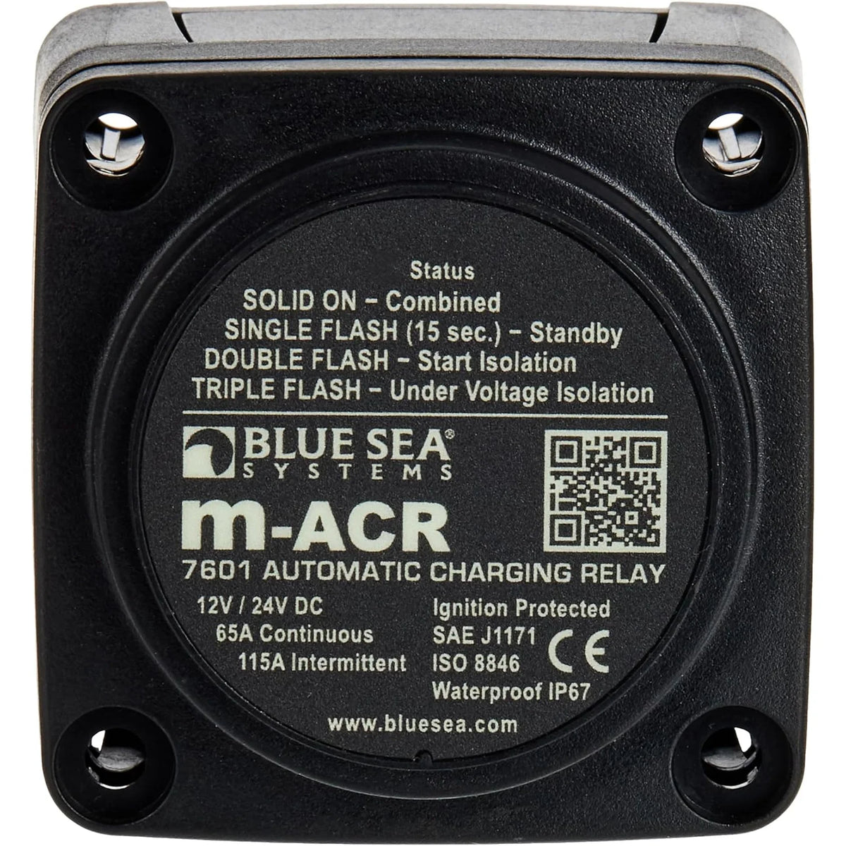 Blue Sea Systems m-Series Automatic Charging Relay, 12/24V DC, 65A, Start Isolation