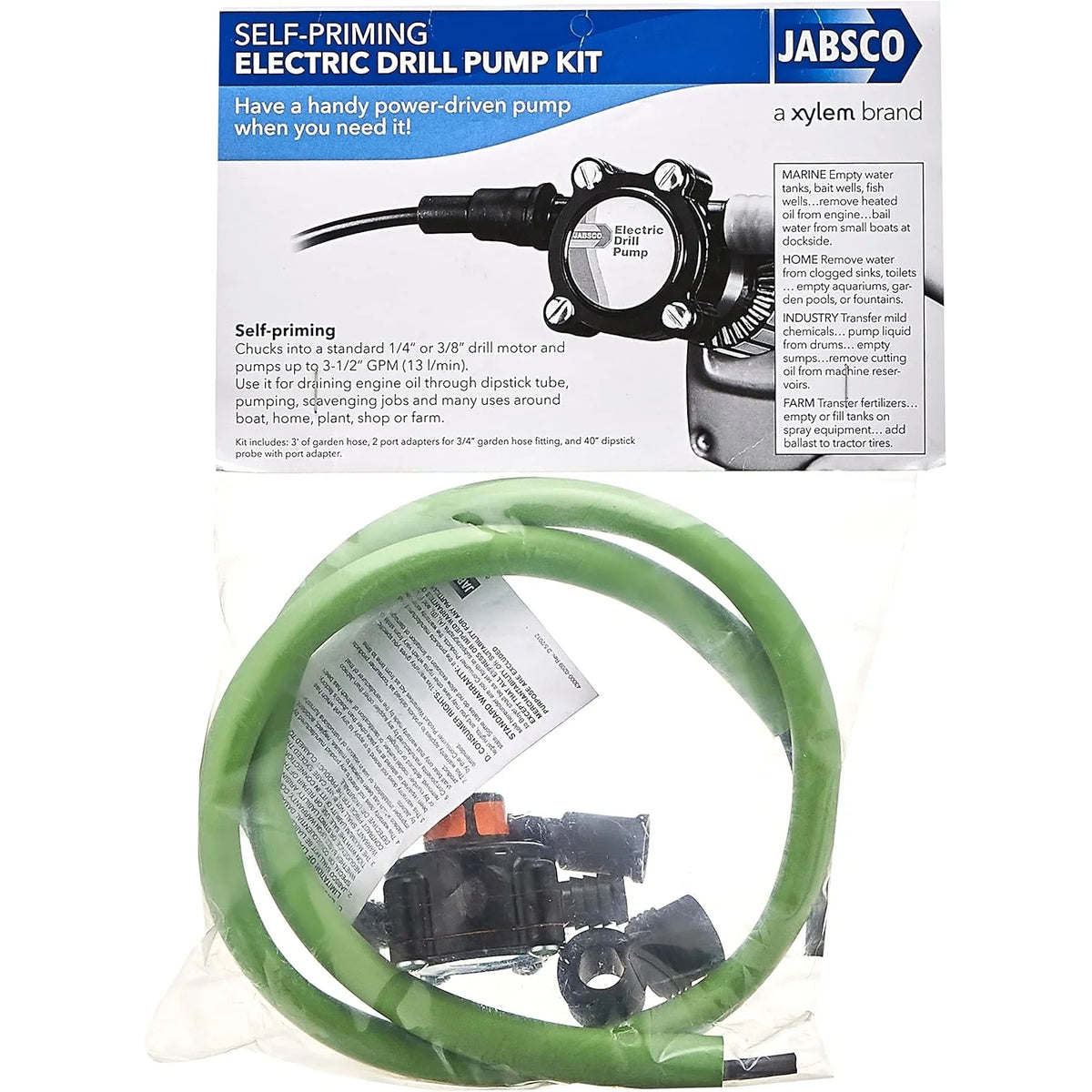 Jabsco Drill Pump Kit, For Oil Changes, 3.5 GPM, Self-Priming