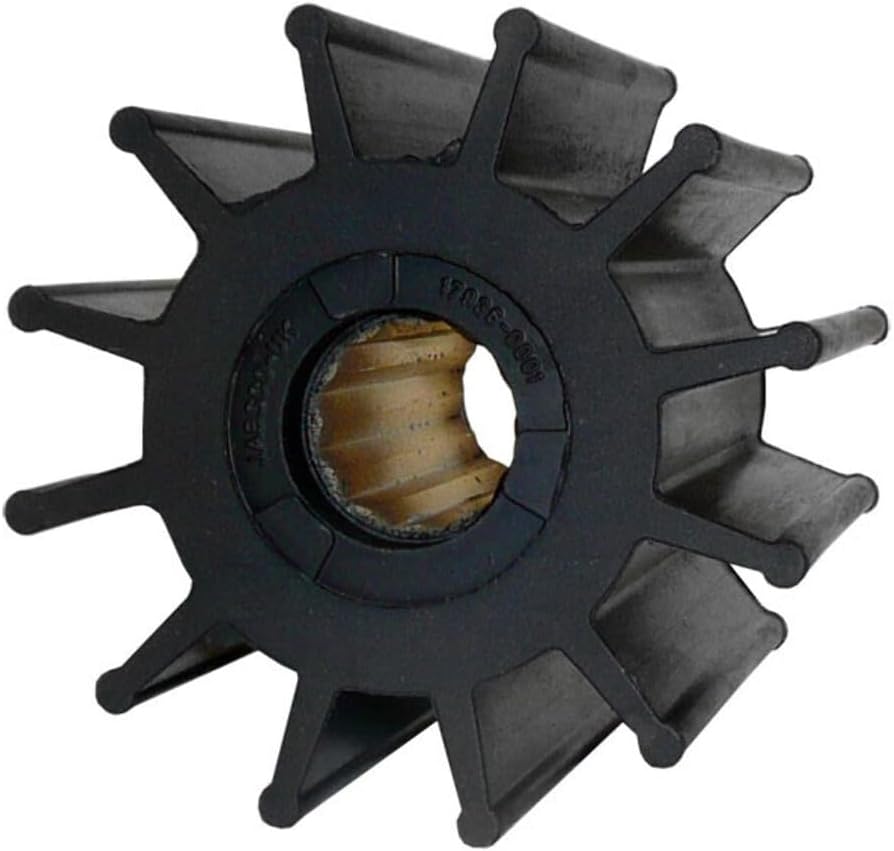 Jabsco Flexible Impeller, 3-3/4 x 3-1/2 x 1 in, Spline Drive, 12 Blades, Neoprene, Brass Insert