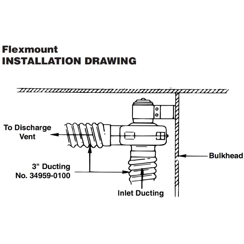 Jabsco Flexmount Blower, 3 in, 12V, 105 CFM, Ignition Protected