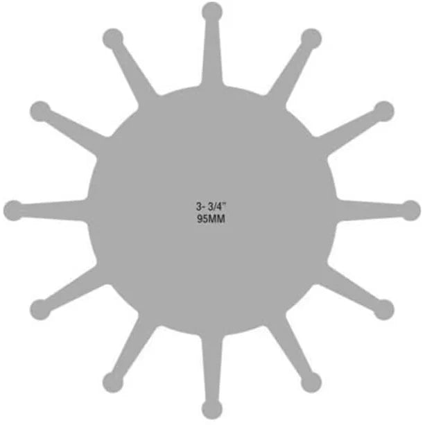 Jabsco Impeller Kit, Double Flat Drive, 12-Blade, Neoprene, 3-3/4 in Diameter, 3-1/2 in Depth, 1 in Shaft Diameter, Plastic Insert