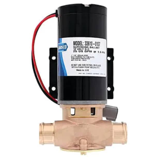 Jabsco Ballast SuperKing Flexible Impeller Pump, Deutsch Connector, 12V, 1-1/4 in Hose Barb, No Reversing Switch