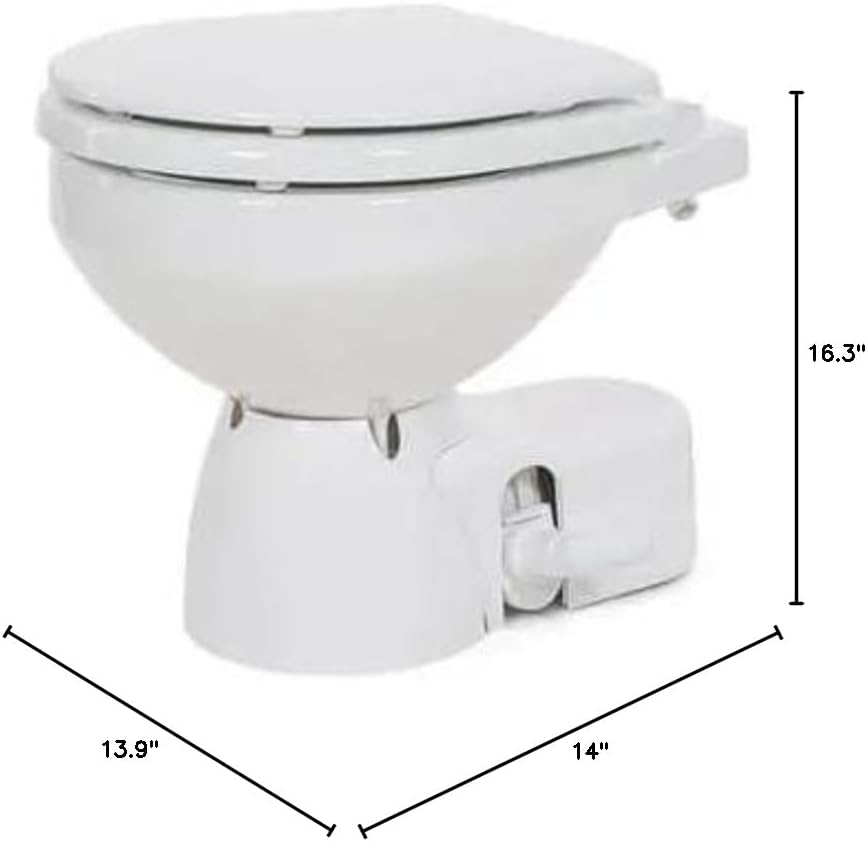 Jabsco Quiet Flush E2 Fresh Water Electric Marine Toilet, Compact Bowl, 24V, Touch Panel