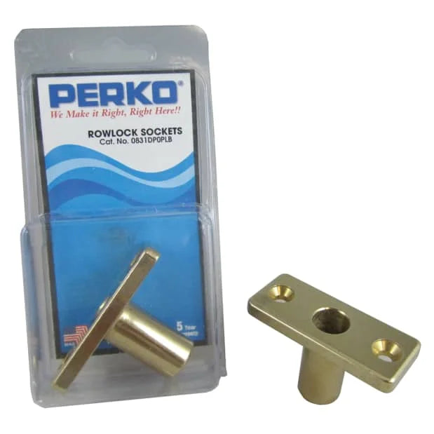 Perko Top Mount Rowlock Sockets, Manganese Bronze, 2-3/8 x 7/8 x 1 in, 2pk