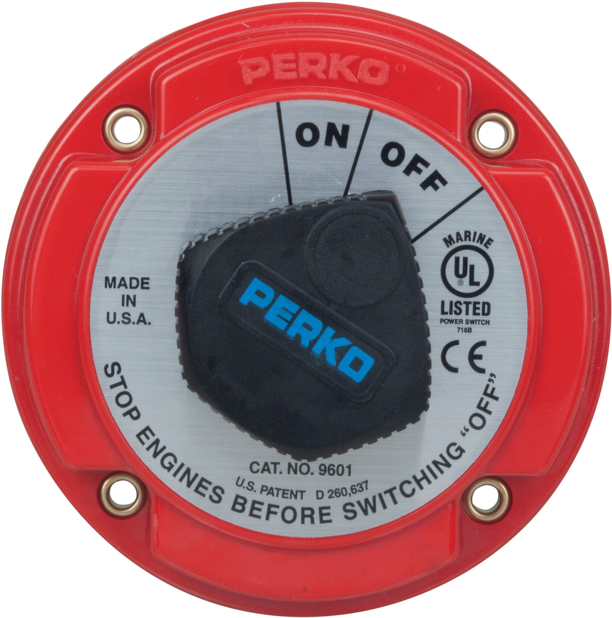 Perko 9601 Series Medium Duty Battery Disconnect Switch, 250A, 6-32VDC, Ignition Protected