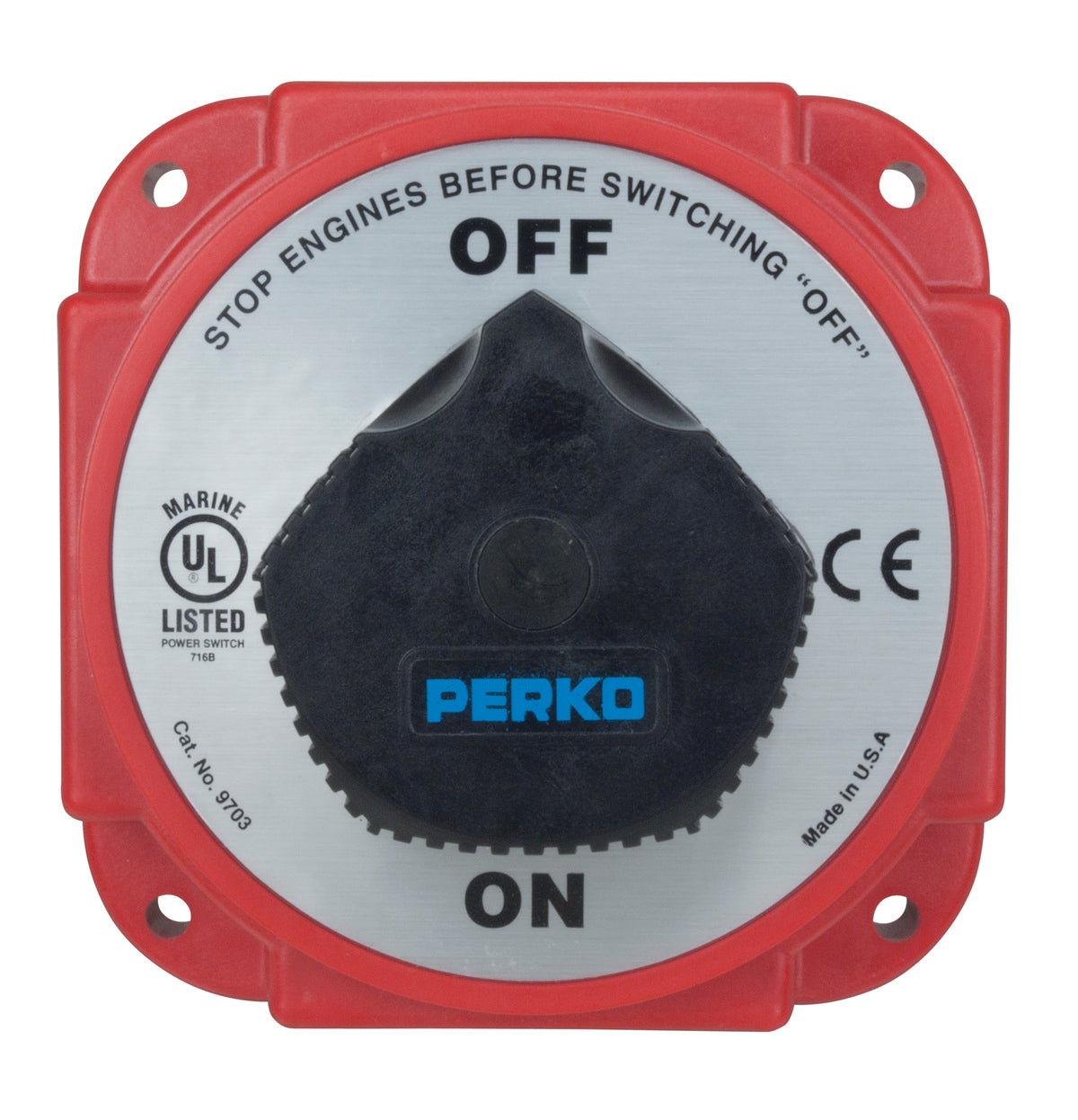 Perko 9703 Heavy Duty Battery Disconnect Switch, Alternator Field Disconnect, 6-32V, Ignition Protected