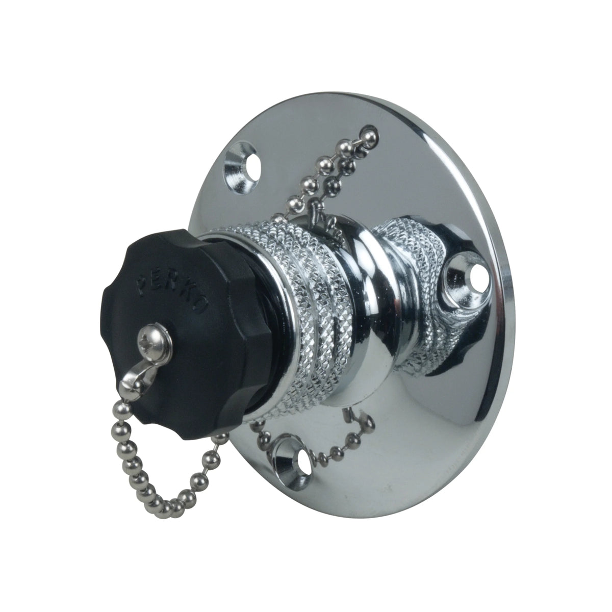 Perko 0499 Water Inlet Fitting, 1/2 in NPT, Chrome-Plated Bronze, Female Swivel Hose Connector, Watertight Plug