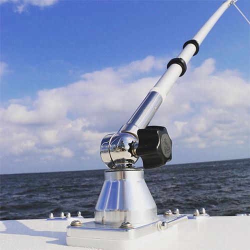 TACO Marine Grand Slam 170 Outrigger Top Mounts, For 1-1/8 in Tele-Outrigger Poles, Pair, Stainless Steel, Anodized Aluminum