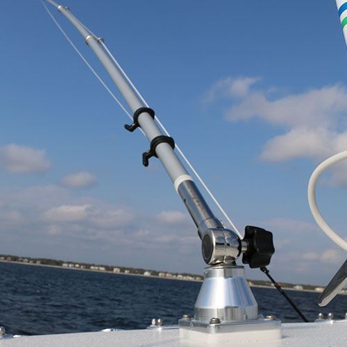TACO Marine Grand Slam 170 Outrigger Top Mounts, For 1-1/8 in Tele-Outrigger Poles, Pair, Stainless Steel, Anodized Aluminum