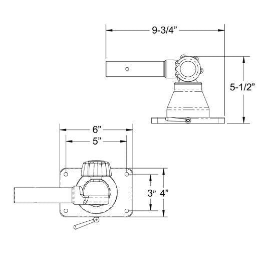 TACO Marine Grand Slam 170 Outrigger Top Mounts, For 1-1/8 in Tele-Outrigger Poles, Pair, Stainless Steel, Anodized Aluminum