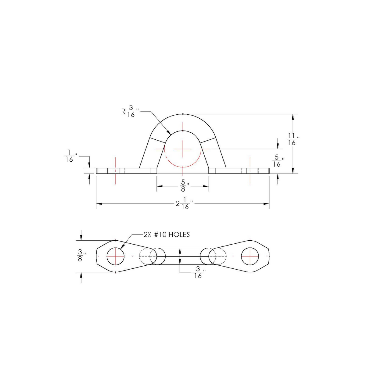 TACO Marine Stamped Stainless Steel Eye Straps, 4pk, Type-304 SS, 1/2 in Opening