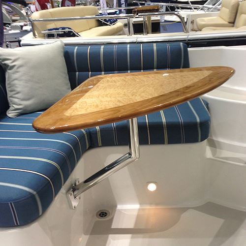 TACO Marine Side Mount Table Pedestal, Type 304 Stainless Steel, 17-3/4 in H, 12 in W, 1-5/8 in Tube, Polished