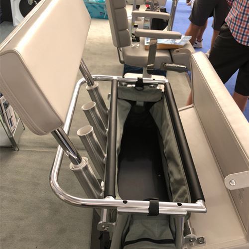 TACO Marine Neptune II Leaning Post with Tackle Storage Bag, For Boats Under 25 ft, 14 in x 35 in Footprint, 72qt Cooler Storage, 4 Rod Holders, Anodized Aluminum Frame