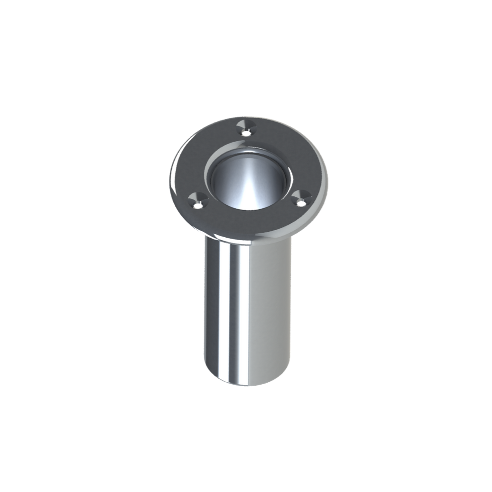 TACO Marine Flush Mount Rod Holder, 10 Degree, Aluminum, Round Flange, 5-1/2 in Tube