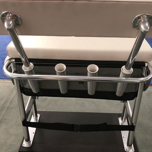 TACO Marine Neptune II Leaning Post with Tackle Storage Bag, For Boats Under 25 ft, 14 in x 35 in Footprint, 72qt Cooler Storage, 4 Rod Holders, Anodized Aluminum Frame
