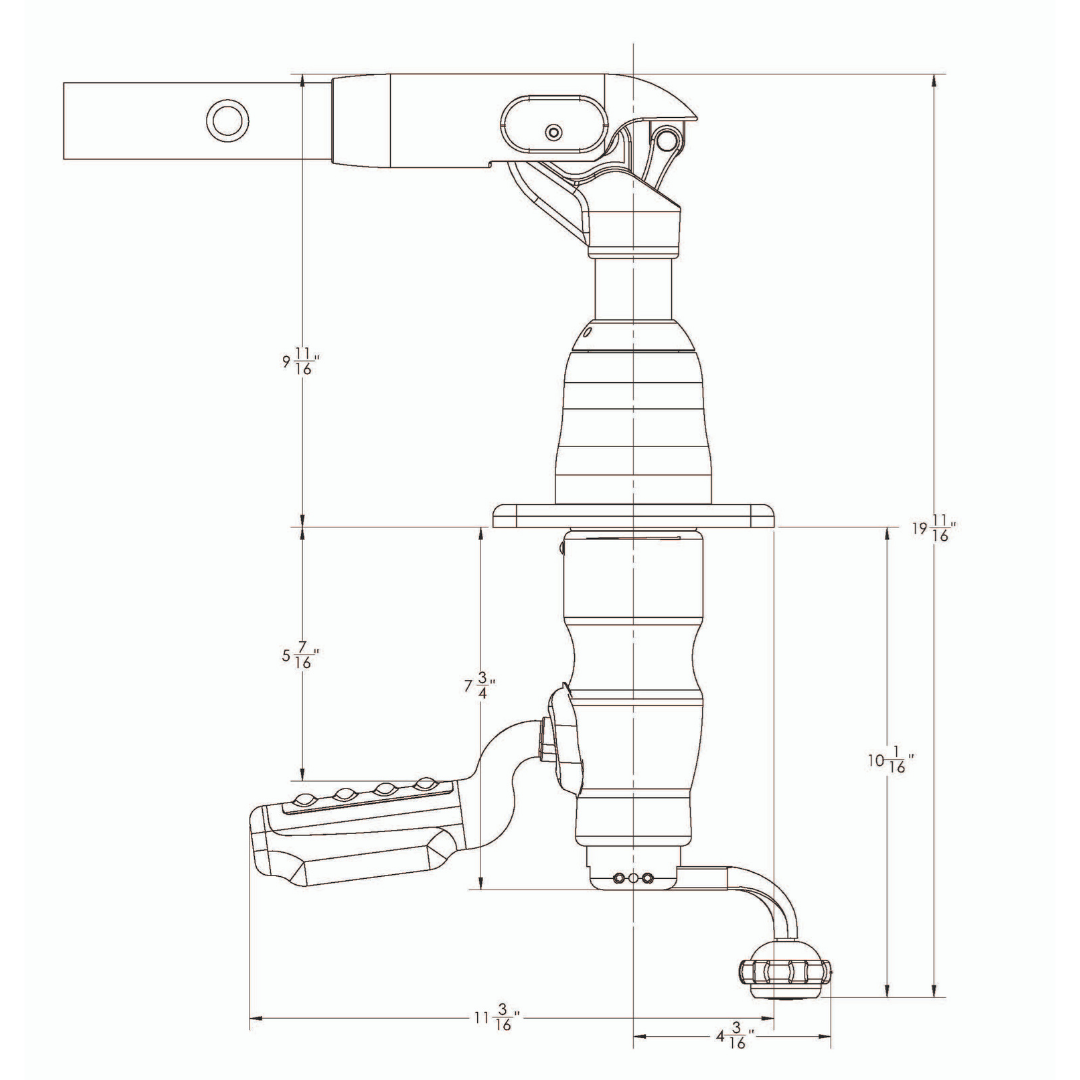 TACO Marine Grand Slam 390 Outrigger Mount, For 1-1/2 in Outriggers, Offset Handle, SS316L
