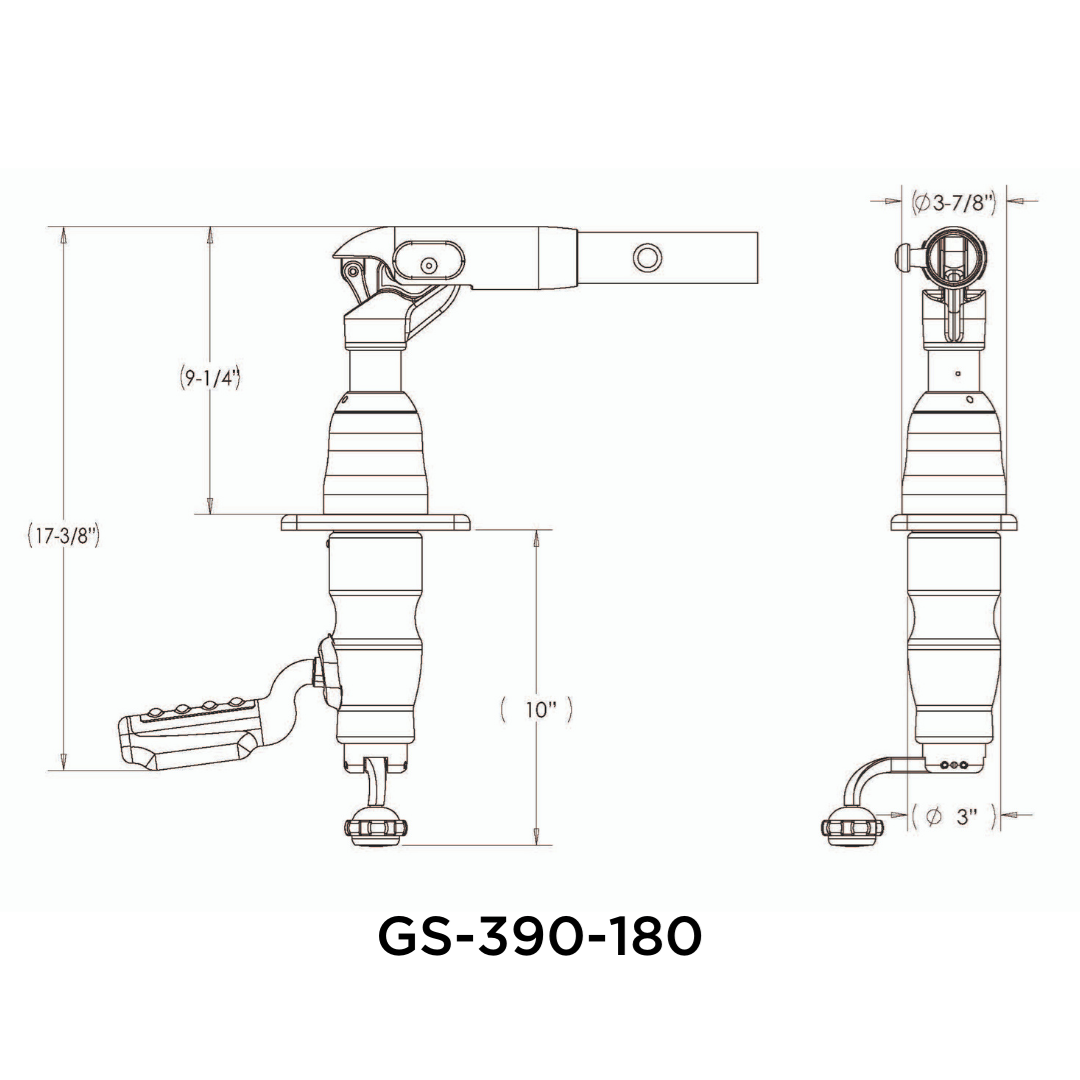 TACO Marine Grand Slam 390 Outrigger Mount, For 1-1/2 in Outriggers, Offset Handle, SS316L