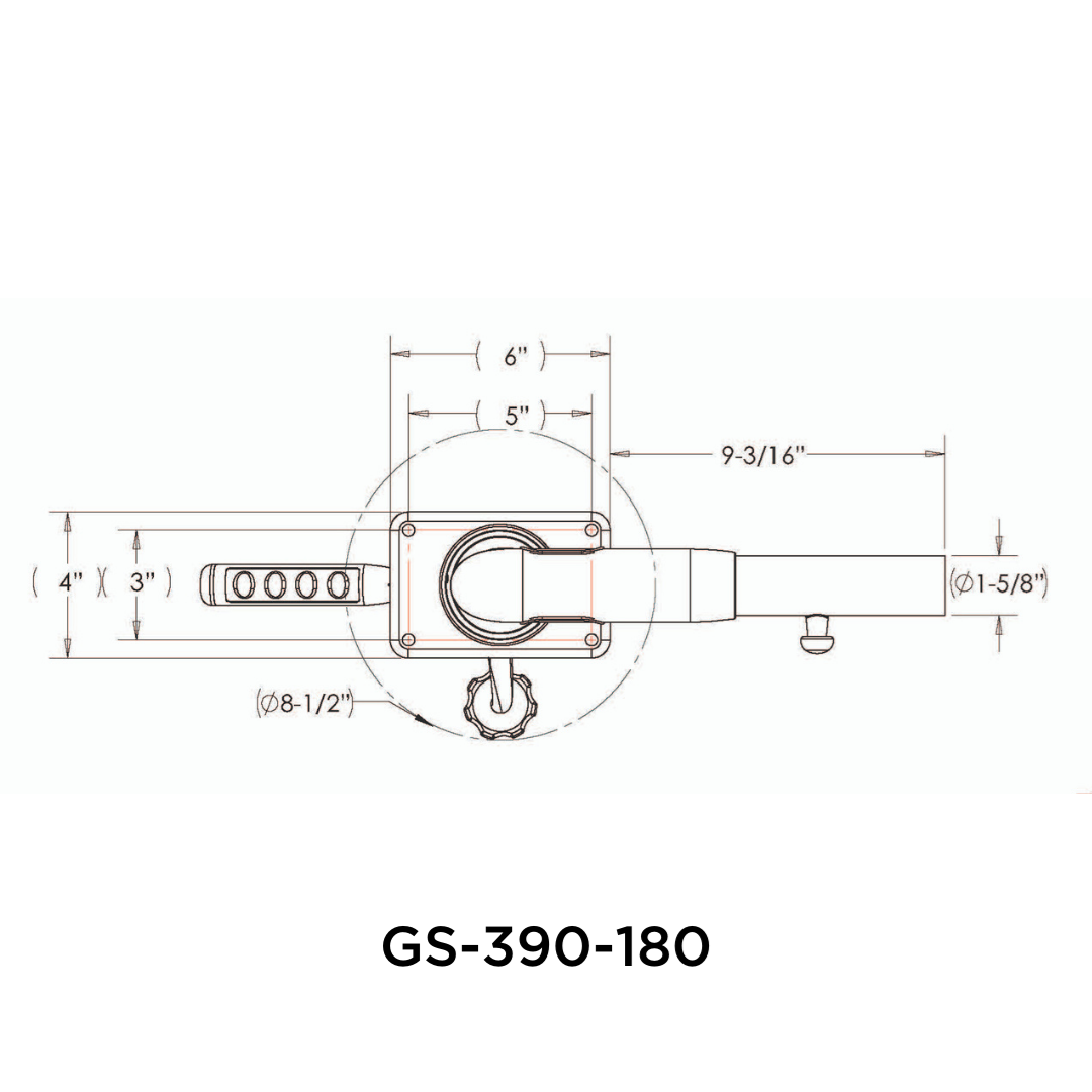 TACO Marine Grand Slam 390 Outrigger Mount, For 1-1/2 in Outriggers, Offset Handle, SS316L