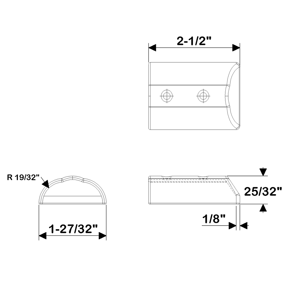 TACO Marine SuproFlex Small Rub Rail End Cap, For V11-9960, Type-316L SS, Mirror Polish