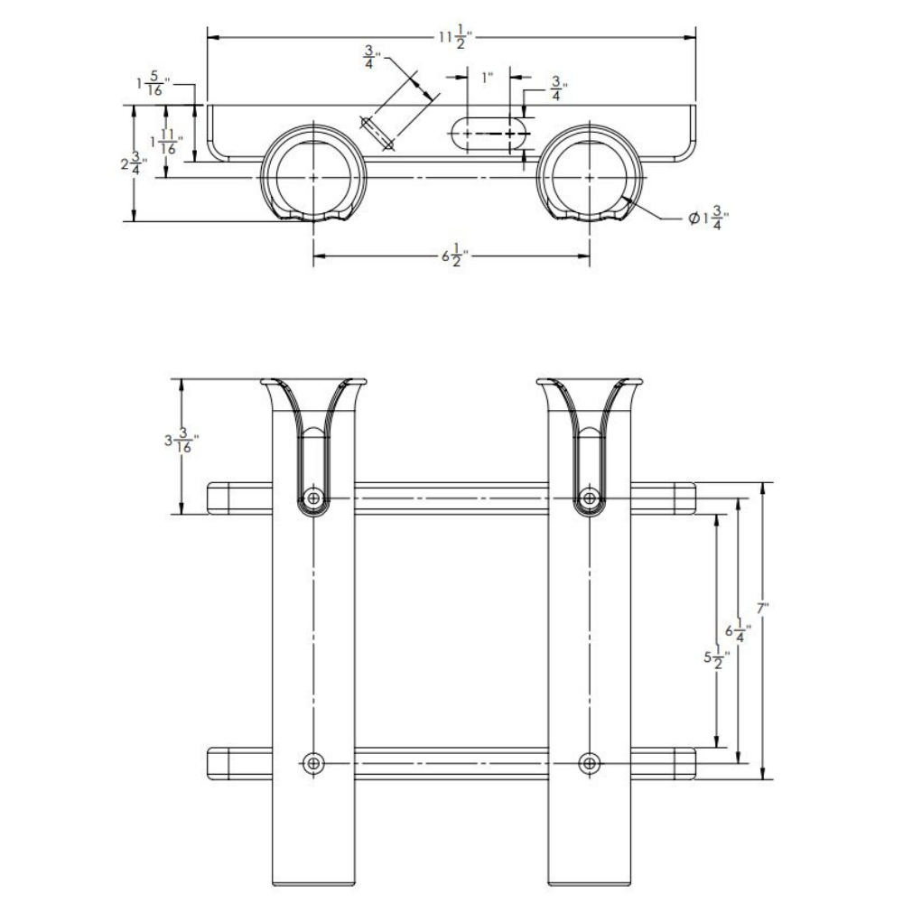 TACO Marine 2-Rod Deluxe Poly Rod Rack, White Rack, UV-Stabilized Polyethylene, Knife and Plier Slots