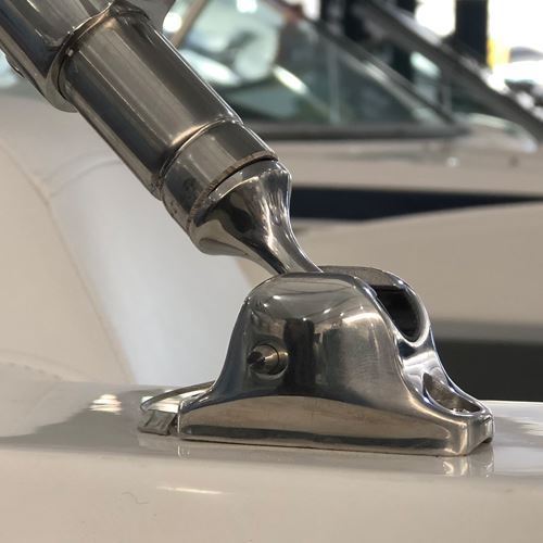 TACO Marine Deck Hinge with Pin & Lanyard, Type 316L SS, Flat Mount