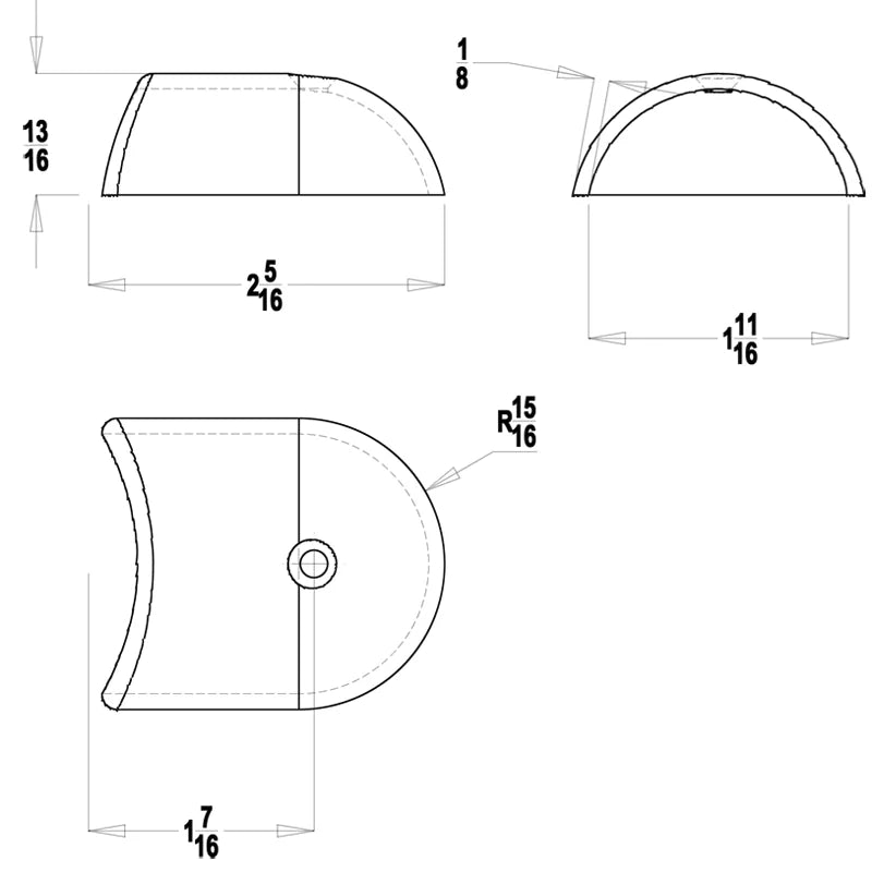 TACO Marine Rub Rail End Cap, 1-7/8 in, 316 Stainless Steel, Polished