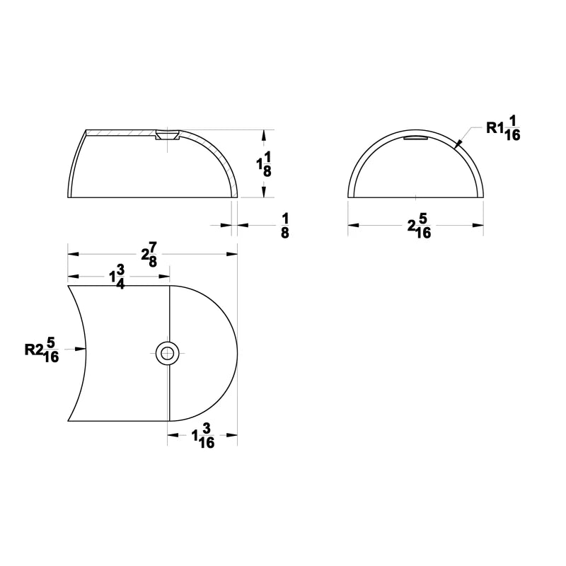 TACO Marine Rub Rail End Cap, For V21-9502, 2-19/64 in Width, SS316, Polished