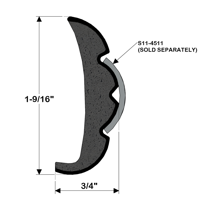 TACO Marine Flex-Core Rigid Vinyl Rub Rail, 1.58 in x .635 in, 60 ft, Frosty White