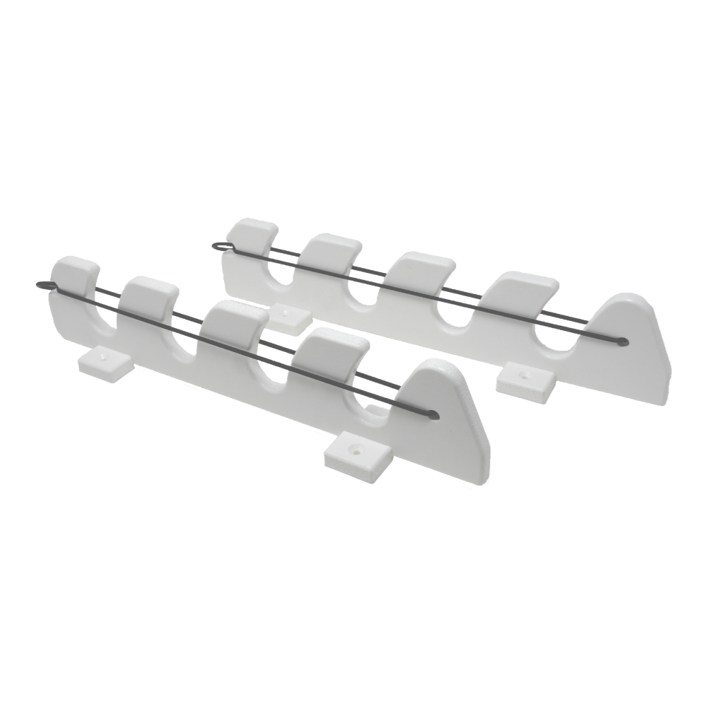 TACO Marine 4-Rod Bungee Rod Holder, Pair, White UV-Stabilized HDPE