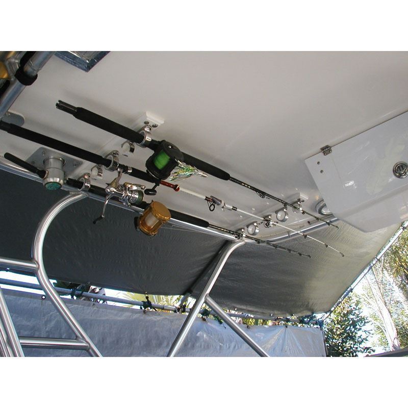 TACO Marine 4-Rod Hanger Rack, Polished 316L SS, White Poly Rack, Spring-Lock