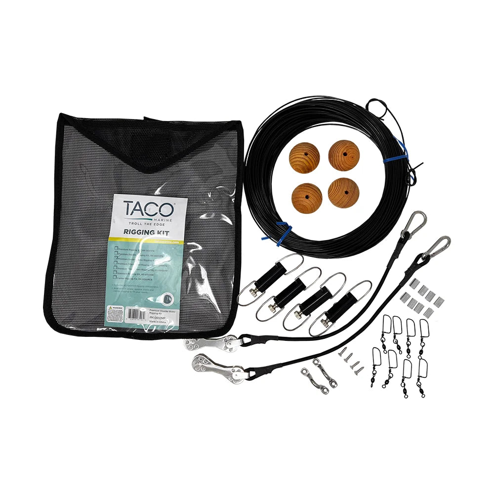 TACO Marine Double Mono Outrigger Rigging Kit, For 20 ft Carbon Fiber Poles, 400 lb Mono