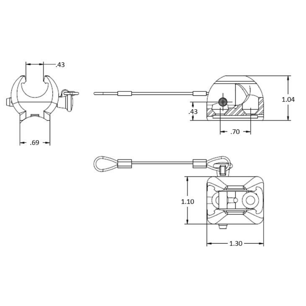 TACO Marine Ball & Socket Concave Deck Hinge with Pin & Lanyard, For 7/8 in O.D. Tube, Type-316L Polished Stainless Steel