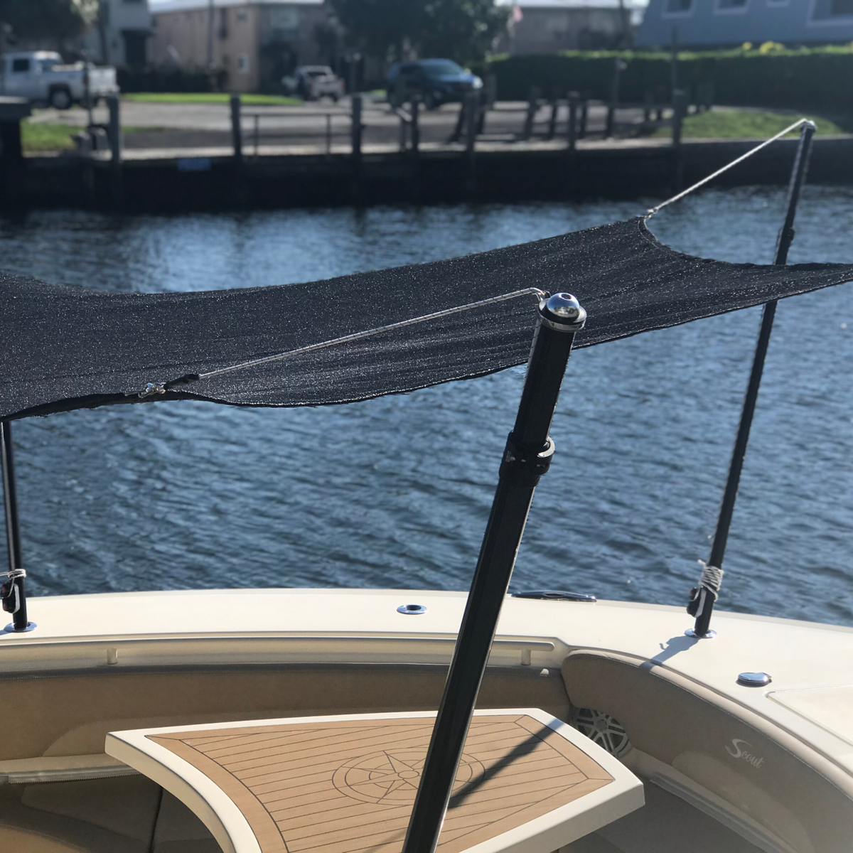TACO Marine Tele-Sun Shade Poles, Carbon Fiber, 52.89-80.4 in, 1/4 in Pin, 2pk, Mesh Carry Bag