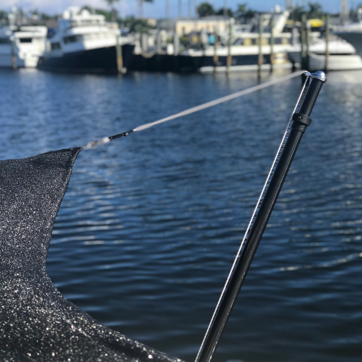 TACO Marine Tele-Sun Shade Poles, Carbon Fiber, 52.89-80.4 in, 1/4 in Pin, 2pk, Mesh Carry Bag