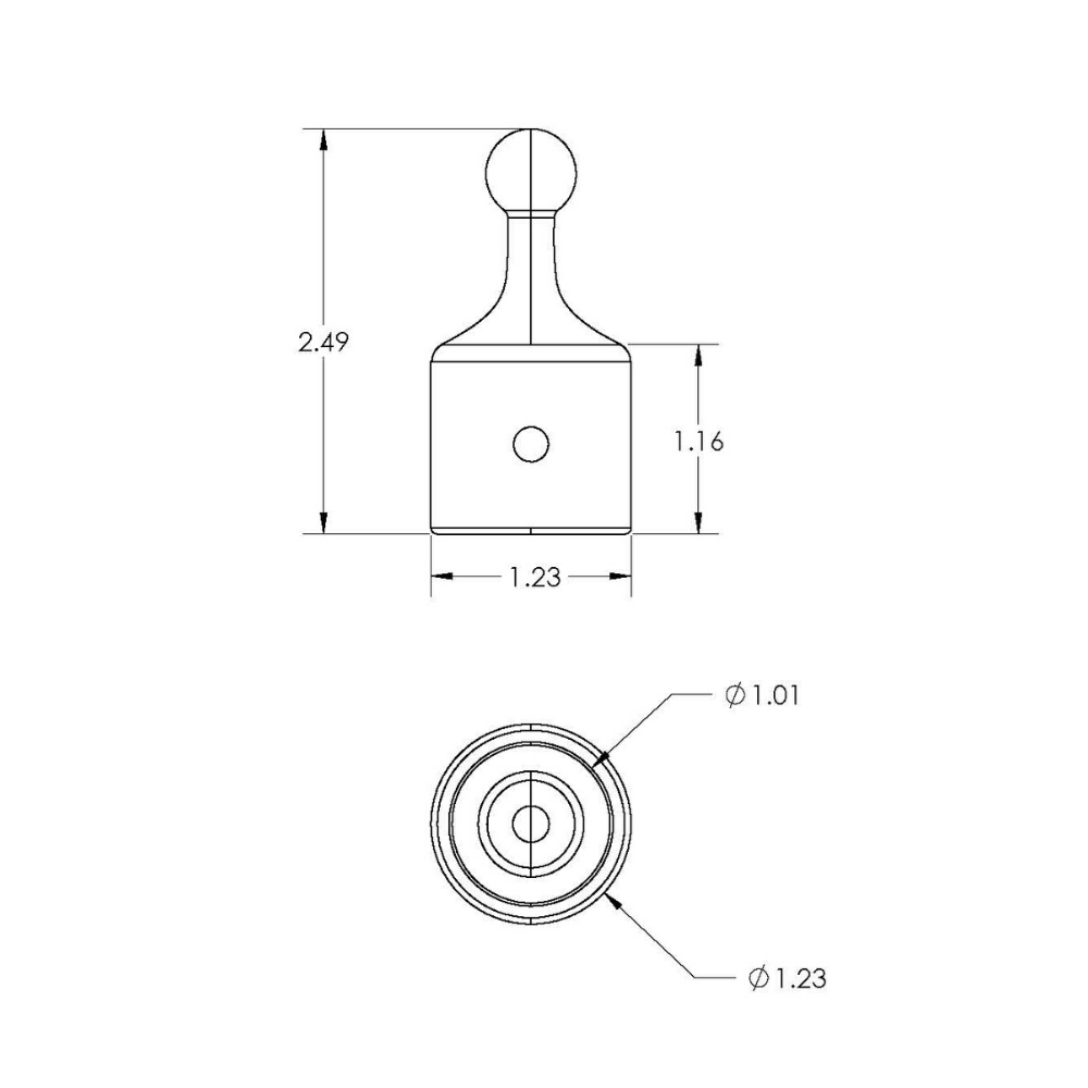 TACO Marine Ball & Socket Top Cap, For 1 in Tube, Set Screw, 316L SS