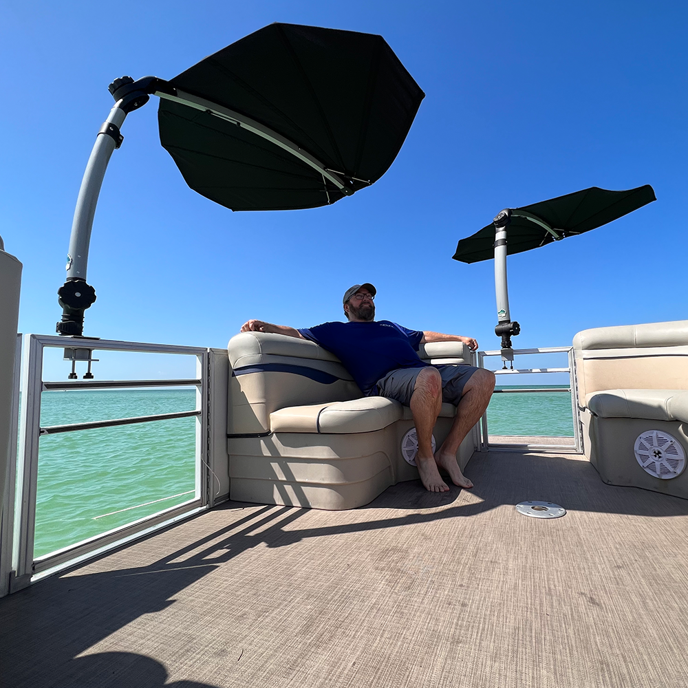 TACO Marine ShadeFin Mini Clamp Mount, Up to 2.25 in, 6061 Aluminum, Type 304 SS Rods, Misty Silver