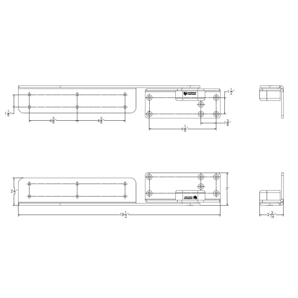 TACO Marine Command Ratchet Hinge, 18-1/2 in, 316 SS, Polished, Hard Stop, Pair