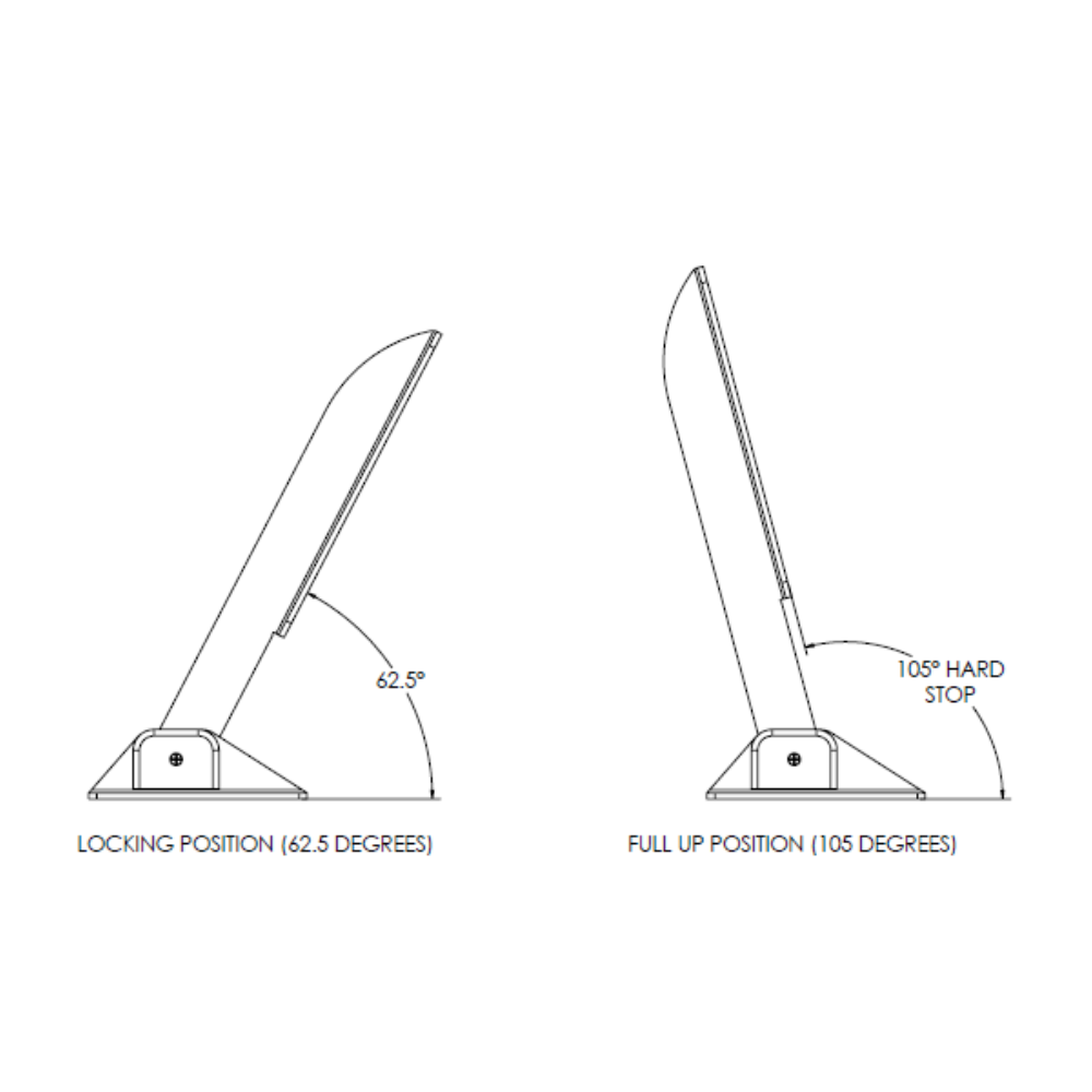 TACO Marine Command Ratchet Hinge, 18-1/2 in, 316 SS, Polished, Hard Stop, Pair
