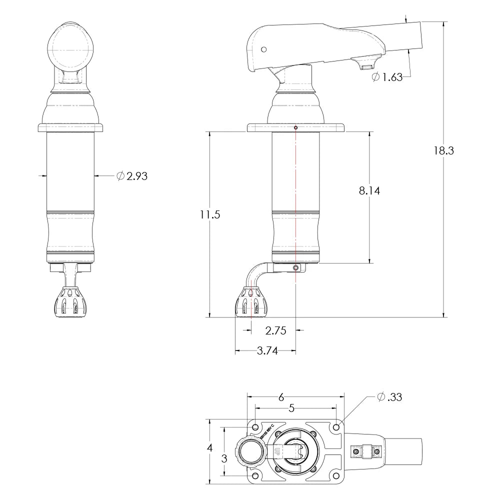 TACO Marine Grand Slam 300XL Outrigger Mount Pair, For 1-1/2 in Outriggers, For Hardtops up to 4.5 in, Single-Handle, Stainless Steel/Anodized Aluminum