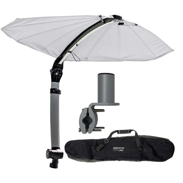 TACO Marine ShadeFin Mini Boat Shade, White Fabric, Square Rail Mount Kit, Bag