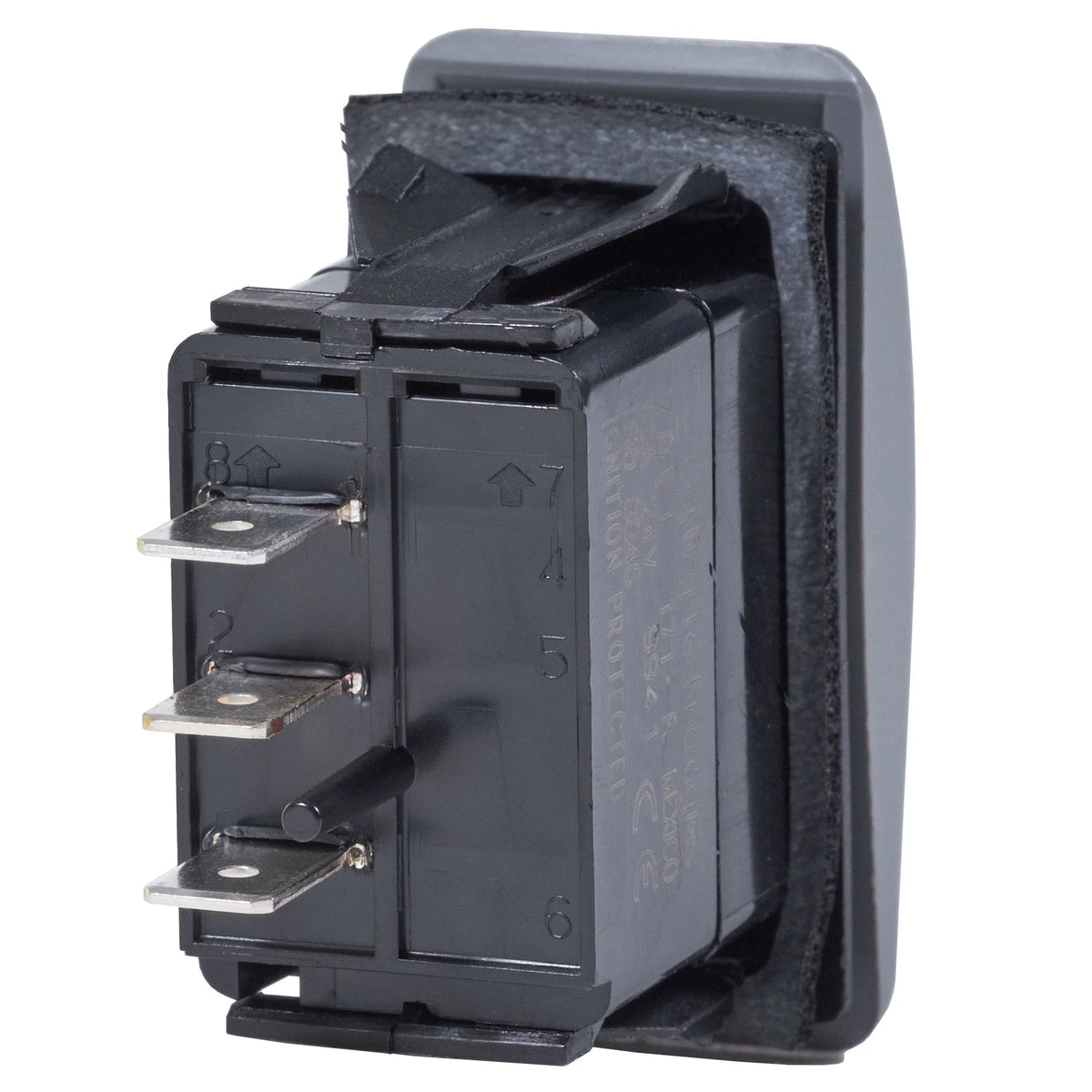 Blue Sea Systems Contura II Rocker Switch, Black Actuator, 20A @ 12V, 15A @ 24V