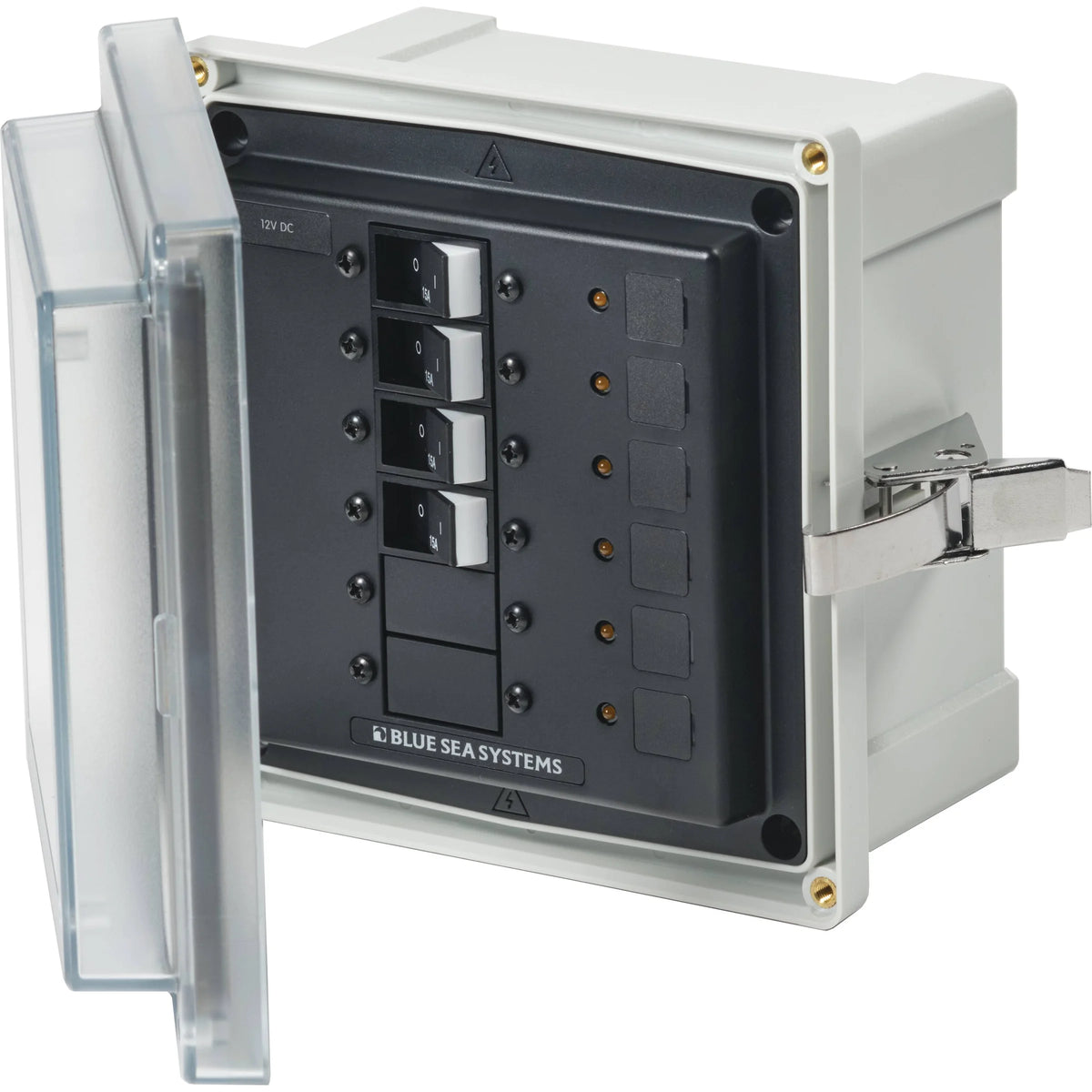 Blue Sea Systems SMS Surface Mount System Panel Enclosure, IP66, Glass-Filled Polycarbonate, Clear Cover, 6 x 6 x 4 in