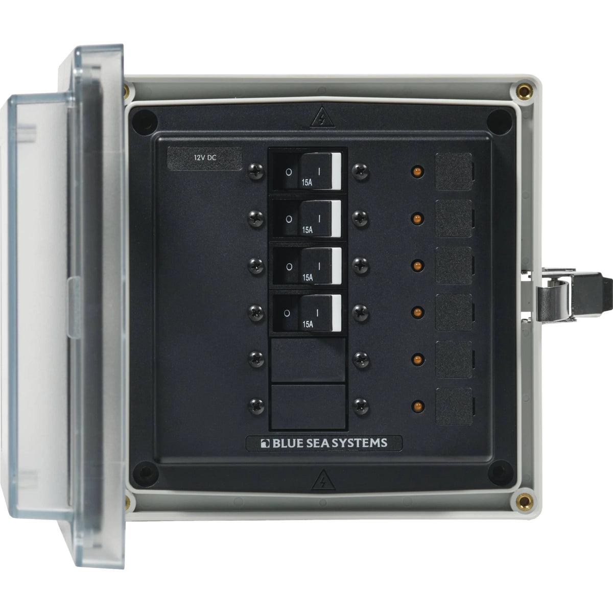 Blue Sea Systems SMS Surface Mount System Panel Enclosure, IP66, Glass-Filled Polycarbonate, Clear Cover, 6 x 6 x 4 in