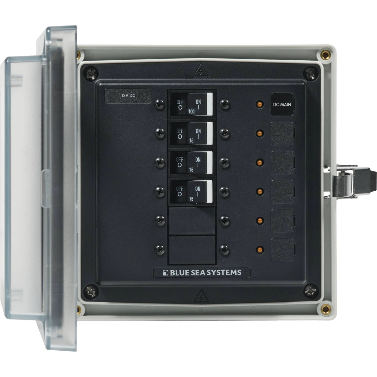 Blue Sea Systems SMS Surface Mount System Panel Enclosure, IP66, Glass-Filled Polycarbonate, Clear Cover, 6 x 6 x 4 in