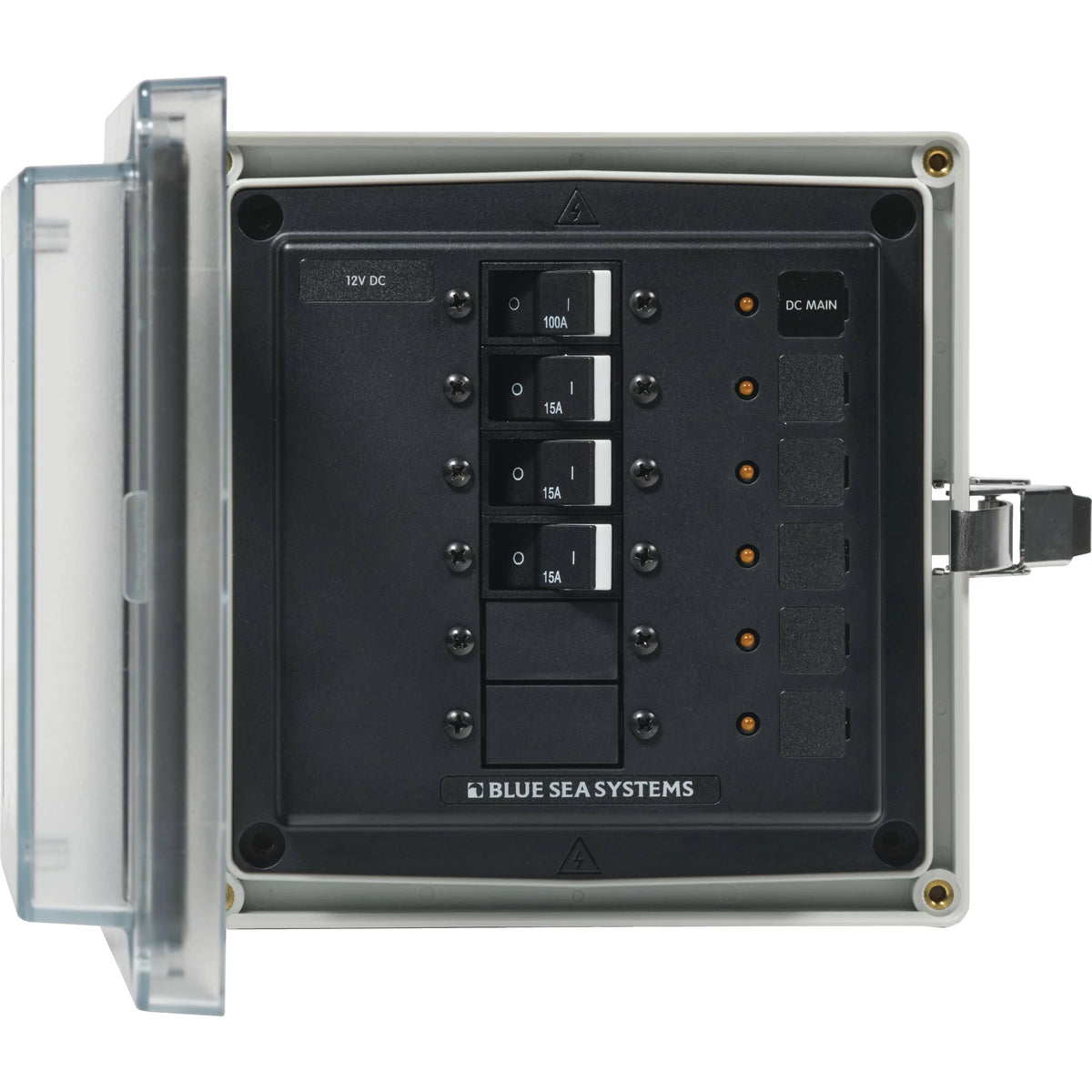 Blue Sea Systems SMS Surface Mount System Panel Enclosure, IP66, Glass-Filled Polycarbonate, Clear Cover, 6 x 6 x 4 in