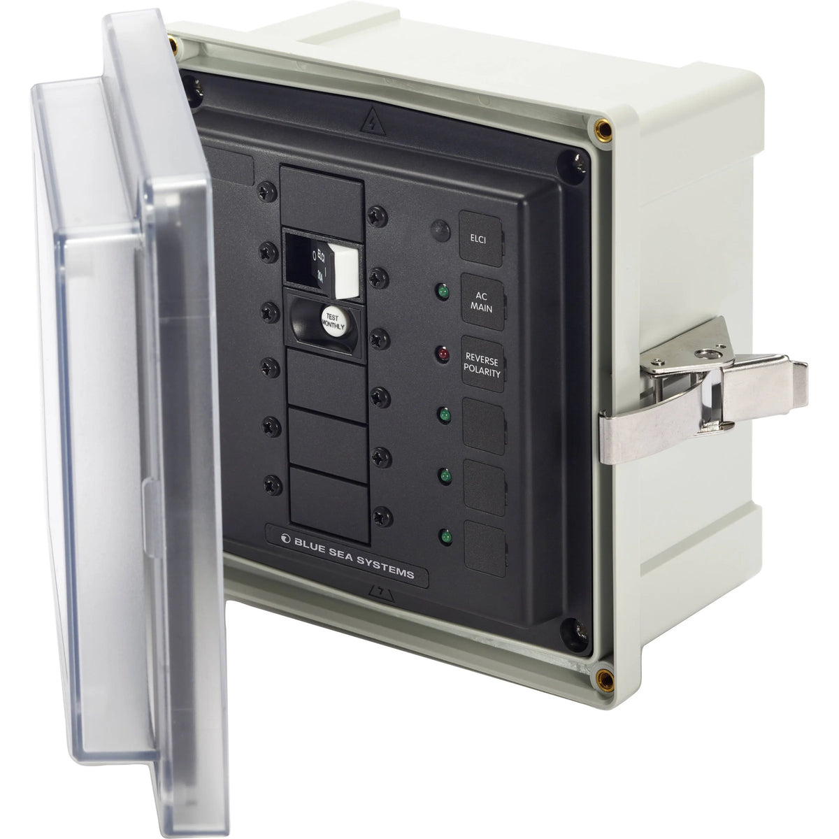 Blue Sea Systems SMS Surface Mount System Panel Enclosure, IP66, Glass-Filled Polycarbonate, Clear Cover, 6 x 6 x 4 in