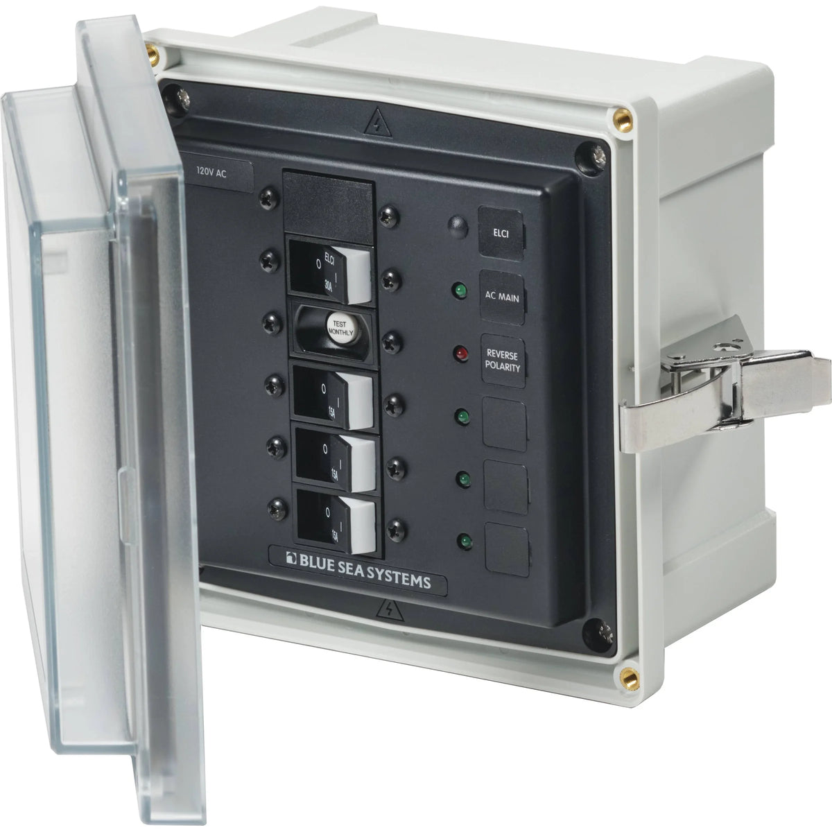 Blue Sea Systems SMS Surface Mount System Panel Enclosure, IP66, Glass-Filled Polycarbonate, Clear Cover, 6 x 6 x 4 in