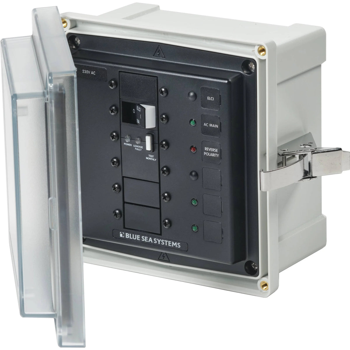 Blue Sea Systems SMS Surface Mount System Panel Enclosure, IP66, Glass-Filled Polycarbonate, Clear Cover, 6 x 6 x 4 in