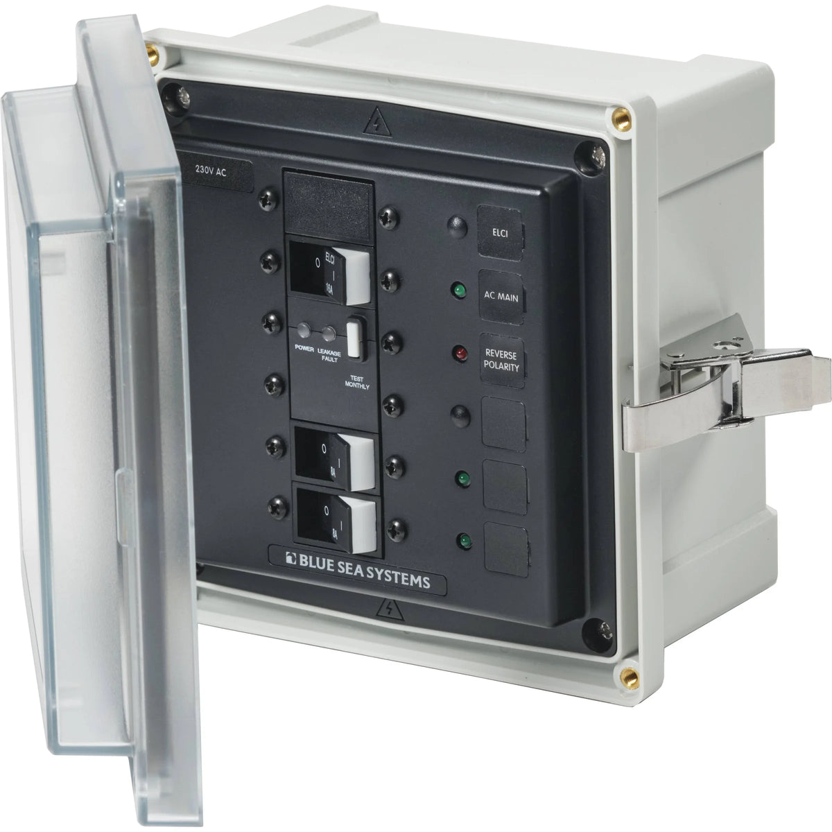 Blue Sea Systems SMS Surface Mount System Panel Enclosure, IP66, Glass-Filled Polycarbonate, Clear Cover, 6 x 6 x 4 in
